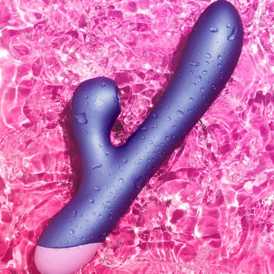 ROMP - PULSE RABBIT VIBRADOR DUPLO PARA PONTO G AZUL ELÉTRICO - Infernum Store