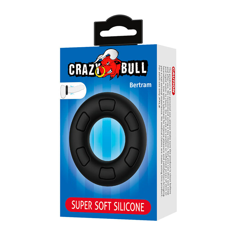 CRAZY BULL - ANEL PENIANO DE SILICONE SUPER MACIO BERTRAM PRETO - Infernum Store