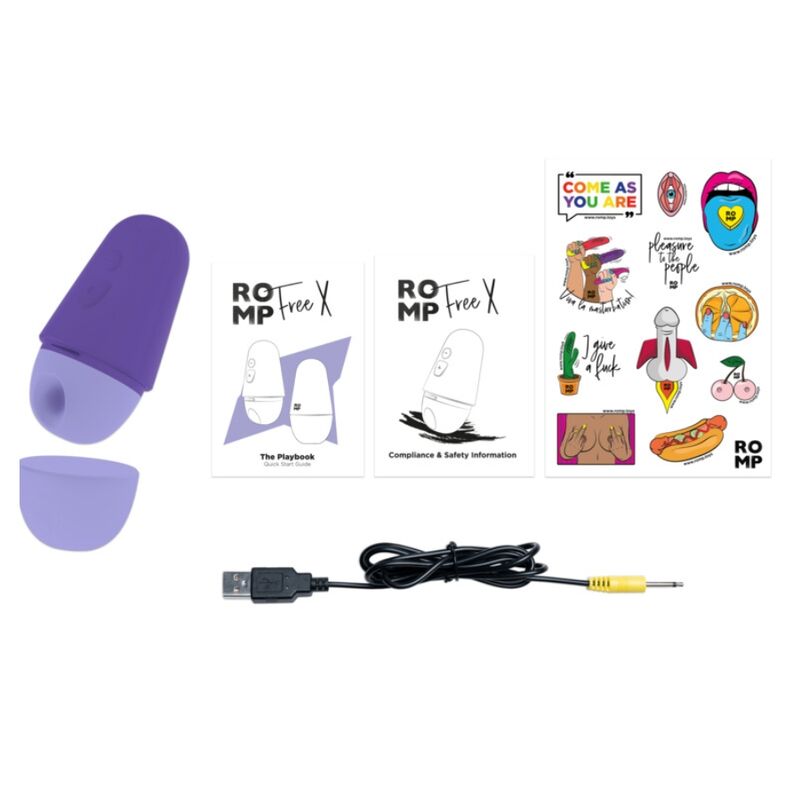 ROMP - FREE X Estimulador Clitoriano com Tampa, 10 Níveis, Recarregável, Roxo - Infernum Store
