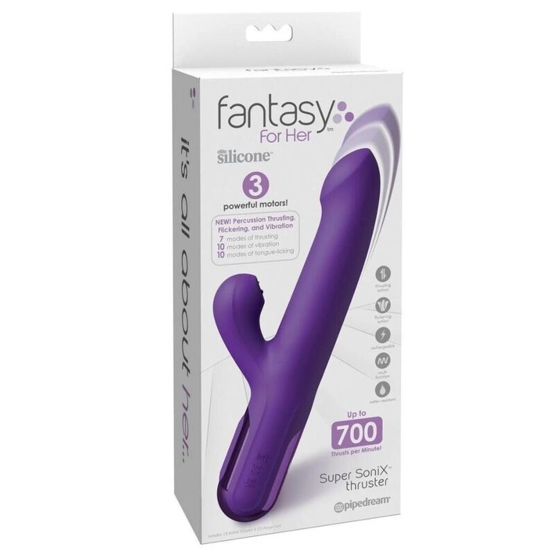 FANTASY FOR HER - SUPER SONIX THRUSTER RABBIT VIBRATOR ROXO - Infernum Store