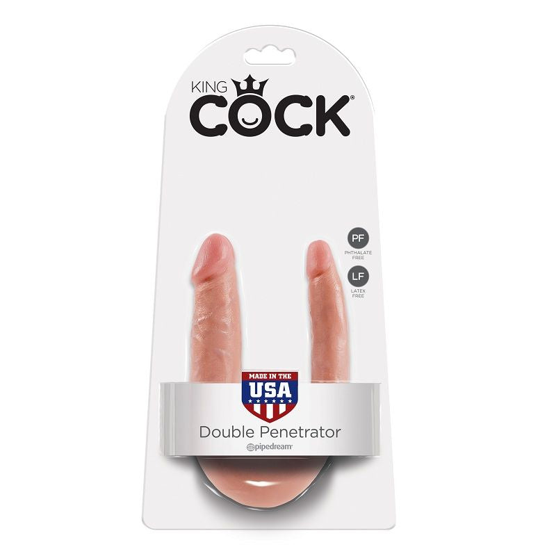 KING COCK - DILDO DE DUPLA PENETRAO 12.7 CM NATURAL - Infernum Store