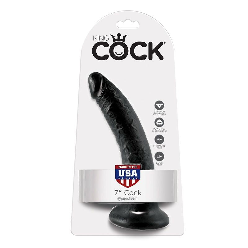 KING COCK - DILDO PRETO 17.8 CM - Infernum Store