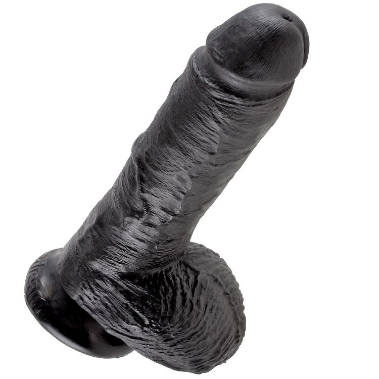KING COCK - 8 DILDO PRETO COM BOLAS 20.3 CM - Infernum Store