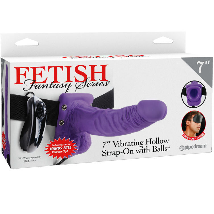 FETISH FANTASY SERIES - 7 HOLLOW STRAP-ON VIBRANDO COM BOLAS 17,8CM ROXO - Infernum Store