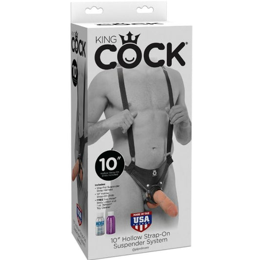 KING COCK - 25,5 CM HOLLOW STRAP-ON SUSPENDER SYSTEM CARNE - Infernum Store