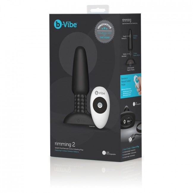 B-VIBE - PLUG ANAL DE CONTROLE REMOTO RIMMING 2 PRETO - Infernum Store