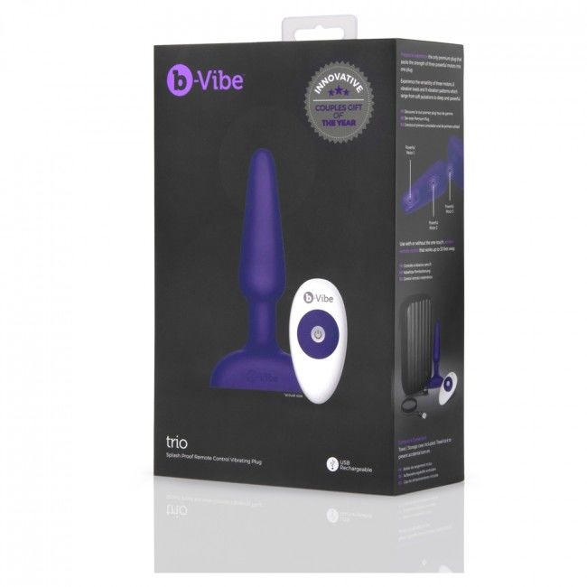 B-VIBE - TRIO PLUG DE CONTROLE REMOTO ANAL LILAC - Infernum Store