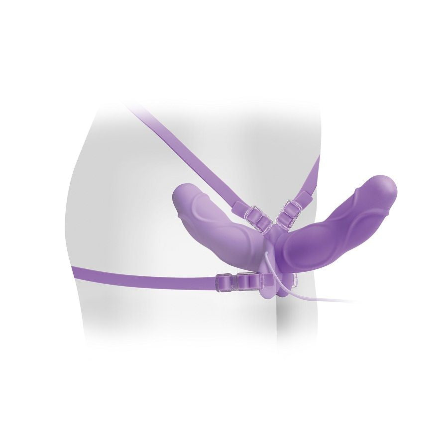 FETISH FANTASY ELITE - VIBRATING DOUBLE DELIGHT STRAP-ON PURPLE - Infernum Store