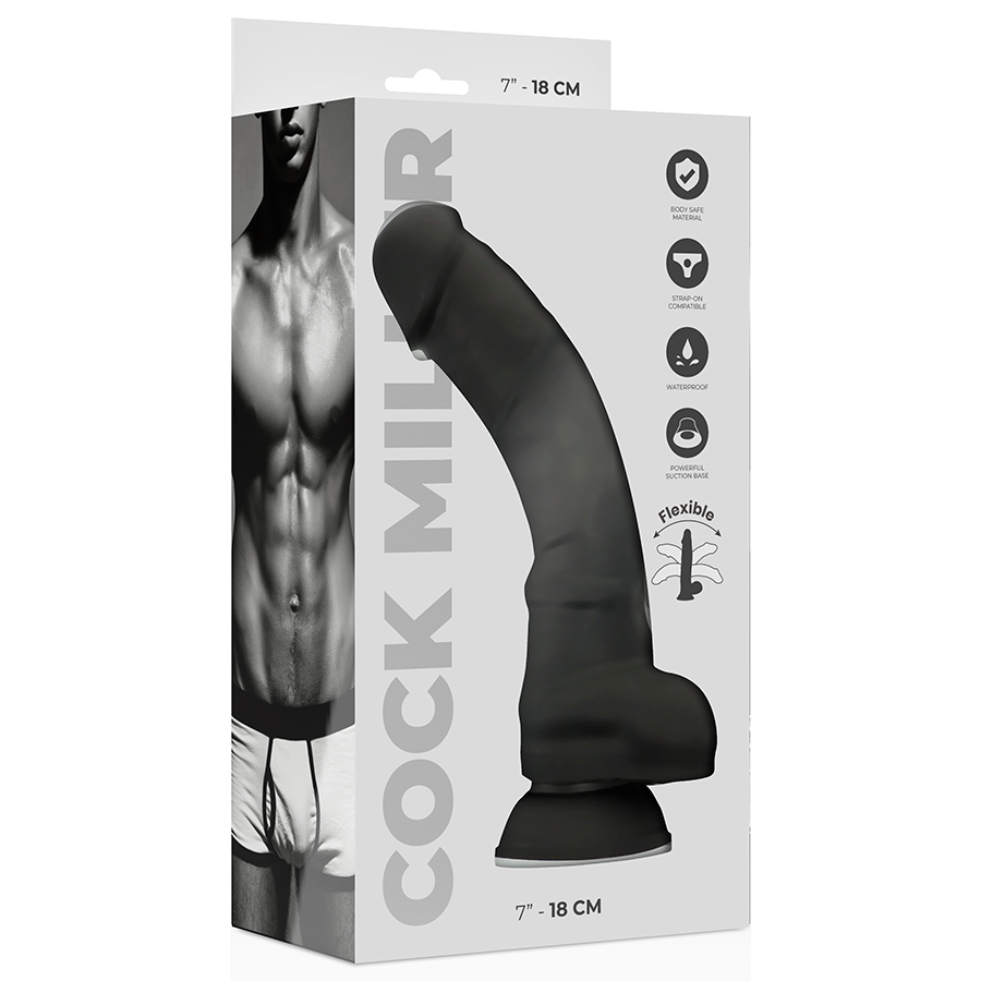 COCK MILLER - DENSIDADE DE SILICONE COCKSIL ARTICULVEL PRETO 18 CM - Infernum Store