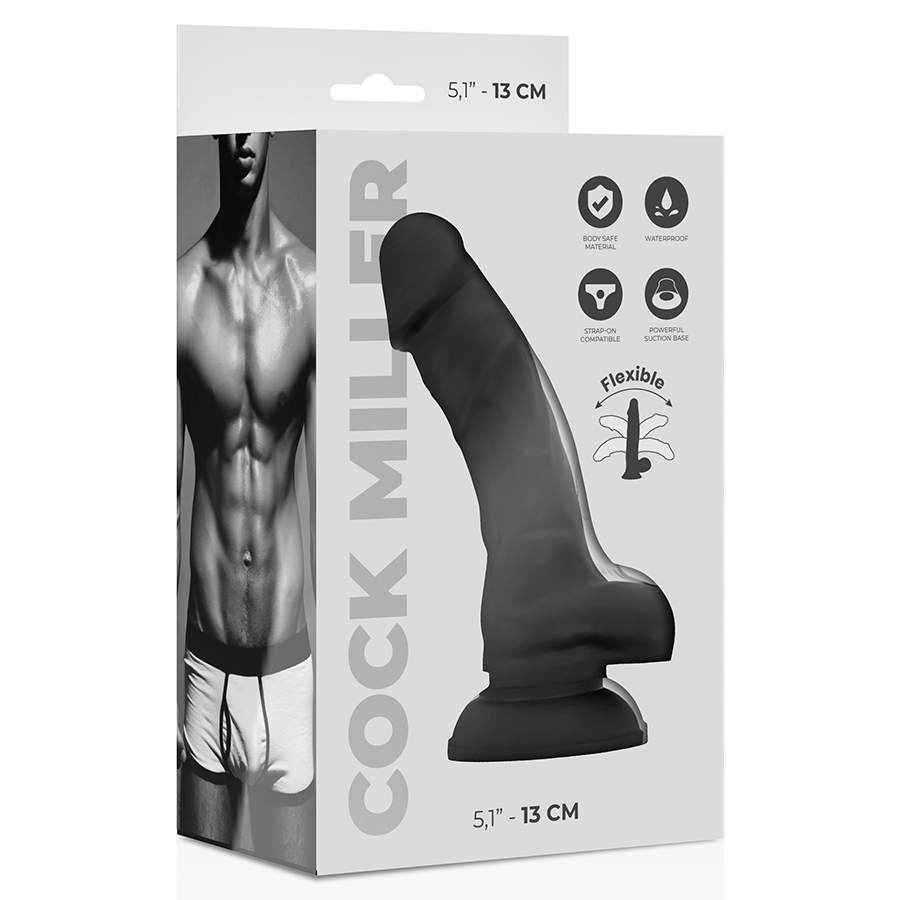COCK MILLER - DENSIDADE DE SILICONE COCKSIL ARTICULVEL PRETO 13 CM - Infernum Store