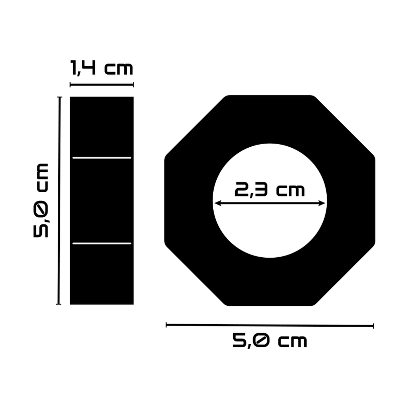 POWERING - ANEL PARA O PÉNIS SUPER FLEXÍVEL E RESISTENTE 5CM PR10 PRETO - Infernum Store