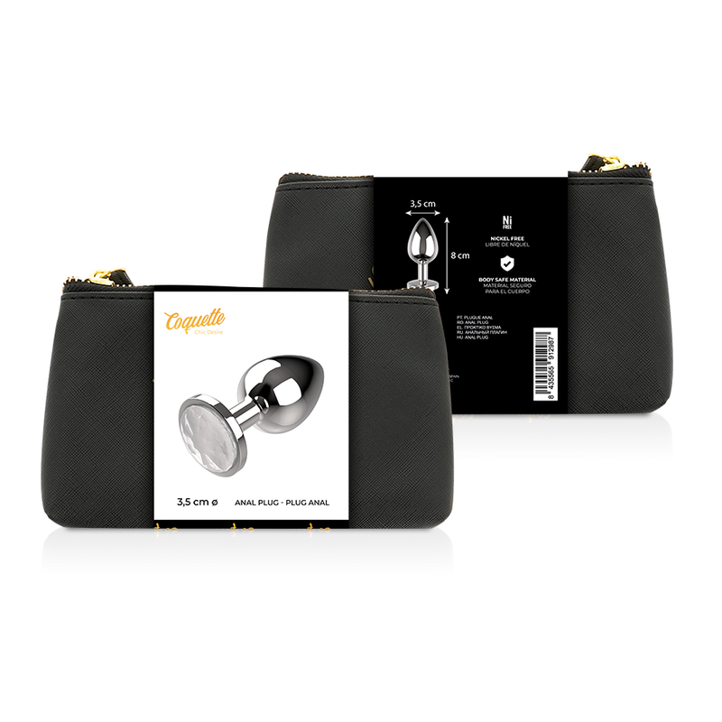 COQUETTE CHIC DESIRE - PLUGUE ANAL METAL COR CLARO TAMANHO M 3.5 X 8 CM - Infernum Store
