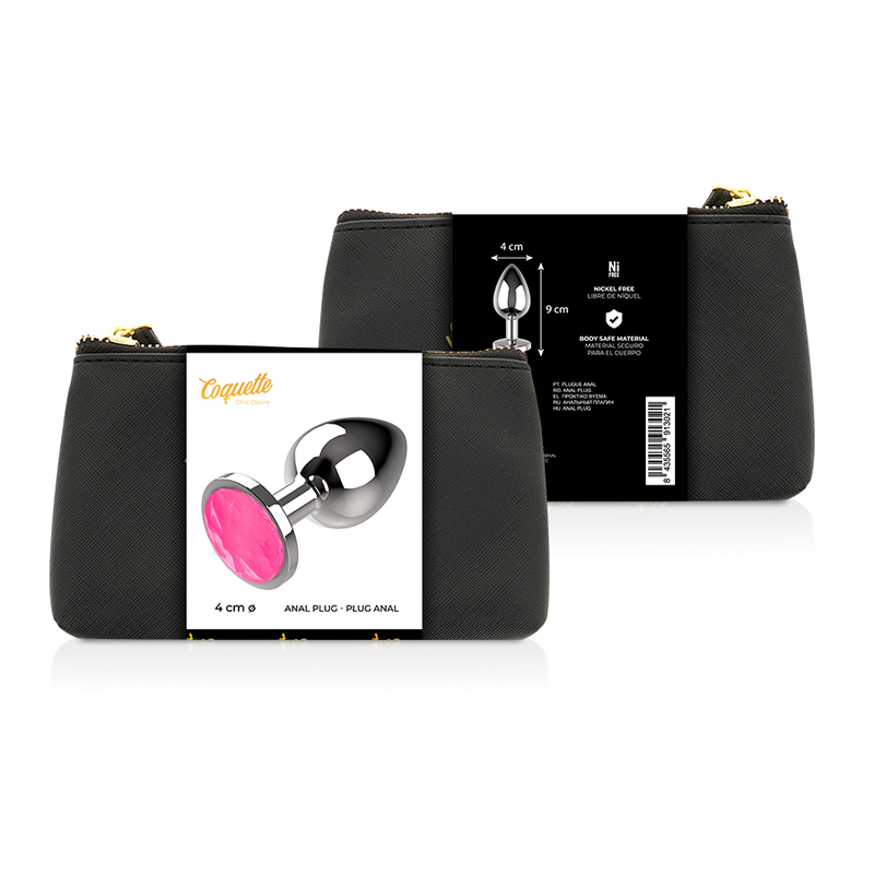 COQUETTE CHIC DESIRE - ANAL PLUG METAL COR ROSA TAMANHO L 4 X 9 CM - Infernum Store