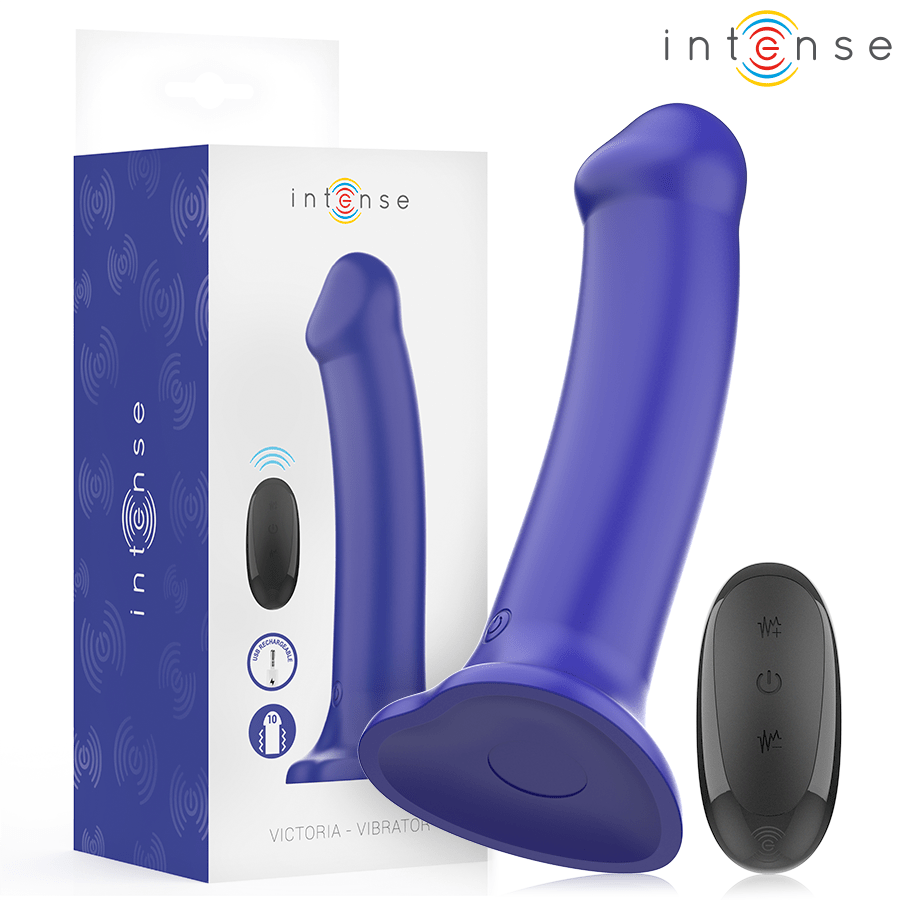 INTENSE - VICTORIA VIBRATOR WITH SUCTION CUP 10 VIBRATIONS DARK BLUE REMOTE CONTROL - Infernum Store