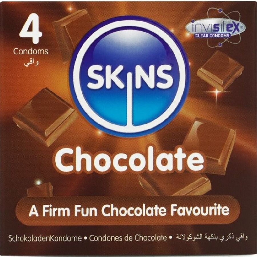 SKINS - PACOTE COM 4 PRESERVATIVOS CHOCOLATE PREMIUM - Infernum Store