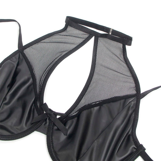 SUBBLIME - 957582 CONJUNTO DE SUTIÃ E SAIA DE COURO PRETO S/M - Infernum Store