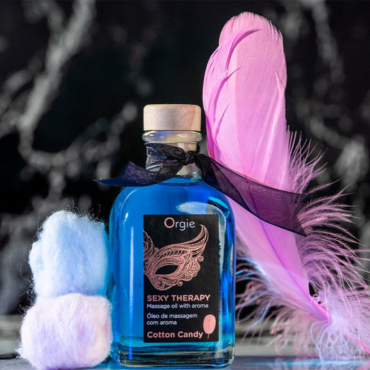 Sexy Therapy Kissable Massage Oil Cotton Candy is for massaging, kiss, and lick small areas, the erogenous zones