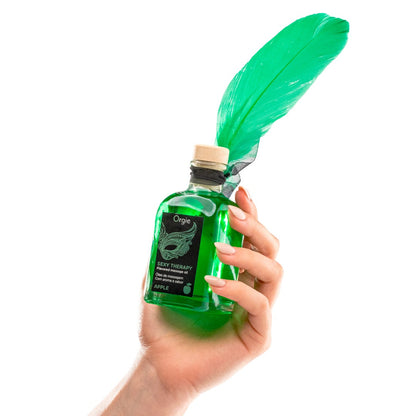 Sexy Therapy Kissable Massage Oil Apple is for massaging, kiss, and lick small areas, the erogenous zones