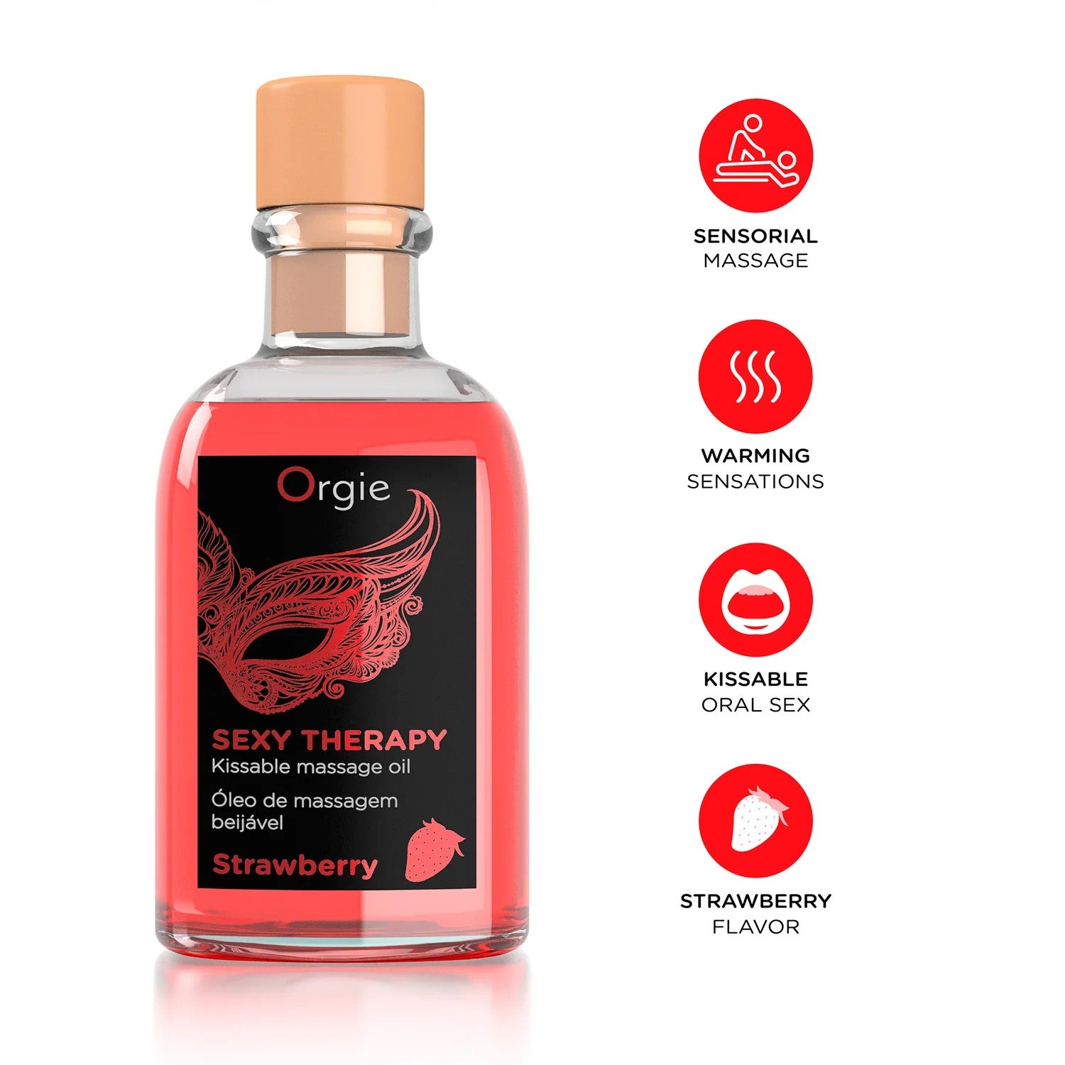 Sexy Therapy Kissable Massage Set to perform the Lips Massage, an arousing sensorial foreplay experience