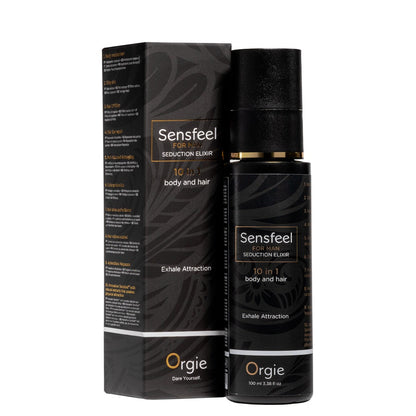 Pheromone body and hair lotion formulated with the natural-based ingredient Sensfeel For Him™ and seductive masculine fragran
