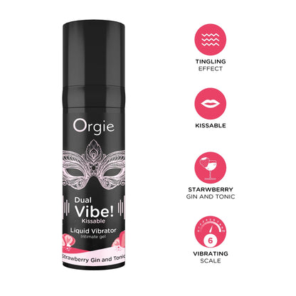 Experience the power of Orgie Vibe! Bullet, a vibration kit that combines the tingling effects of Dual Vibe! Kissable Liquid 
