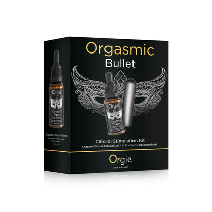 The Orgasmic Bullet combines the Orgasm Drops Intense Clitoral Arousal Gel and a mini bullet with 10 vibration modes to awake