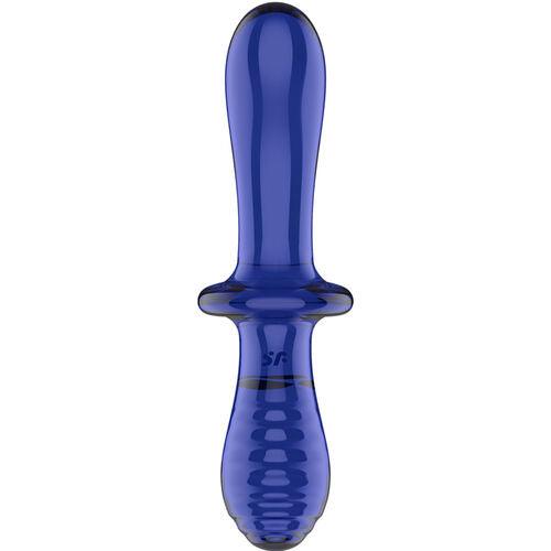 SATISFYER - DOUBLE CRYSTAL DILDO BLUE