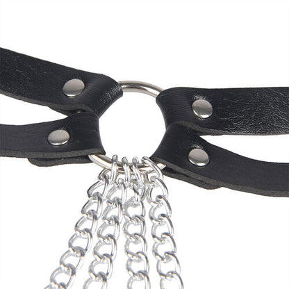 SUBBLIME - LEATHER RING CHAINBELT BLACK ONE SIZE