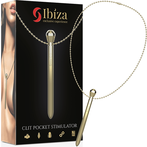 IBIZA - CLIT POCKET STIMULATOR (NECKLACE) USB CHARGER 12 VIBRATION MODES GOLDEN 12,2 X 1,5