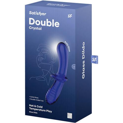 SATISFYER - DOUBLE CRYSTAL DILDO BLUE