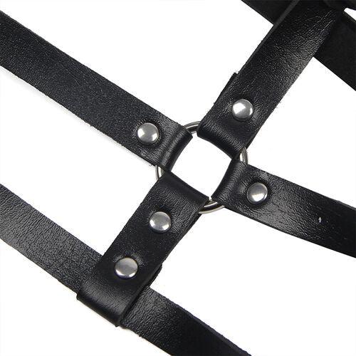 SUBBLIME - LEATHER RING CHEST HARNESS BLACK ONE SIZE