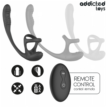 ADDICTED TOYS - PLUG ANAL COM VIBRAÇÃO, OSCILAÇÃO 360º E ESTIMULADOR DE TESTÍCULOS - Infernum Store