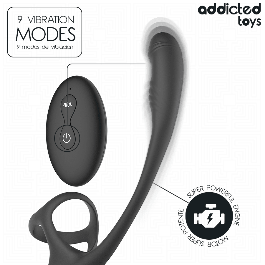ADDICTED TOYS - PLUG ANAL COM VIBRAÇÃO, OSCILAÇÃO 360º E ESTIMULADOR DE TESTÍCULOS - Infernum Store