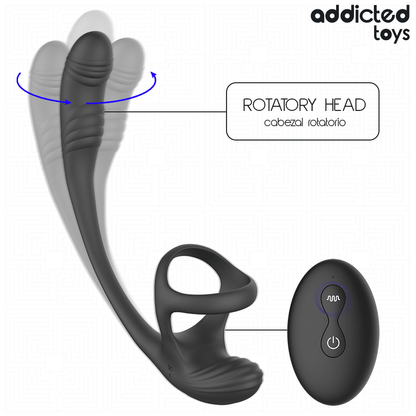 ADDICTED TOYS - PLUG ANAL COM VIBRAÇÃO, OSCILAÇÃO 360º E ESTIMULADOR DE TESTÍCULOS - Infernum Store