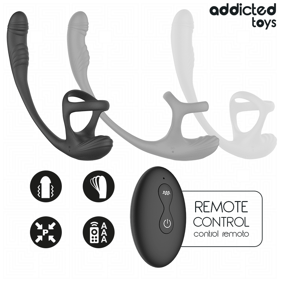 ADDICTED TOYS - PLUG ANAL COM VIBRAÇÃO, OSCILAÇÃO 360º E ESTIMULADOR DE TESTÍCULOS - Infernum Store