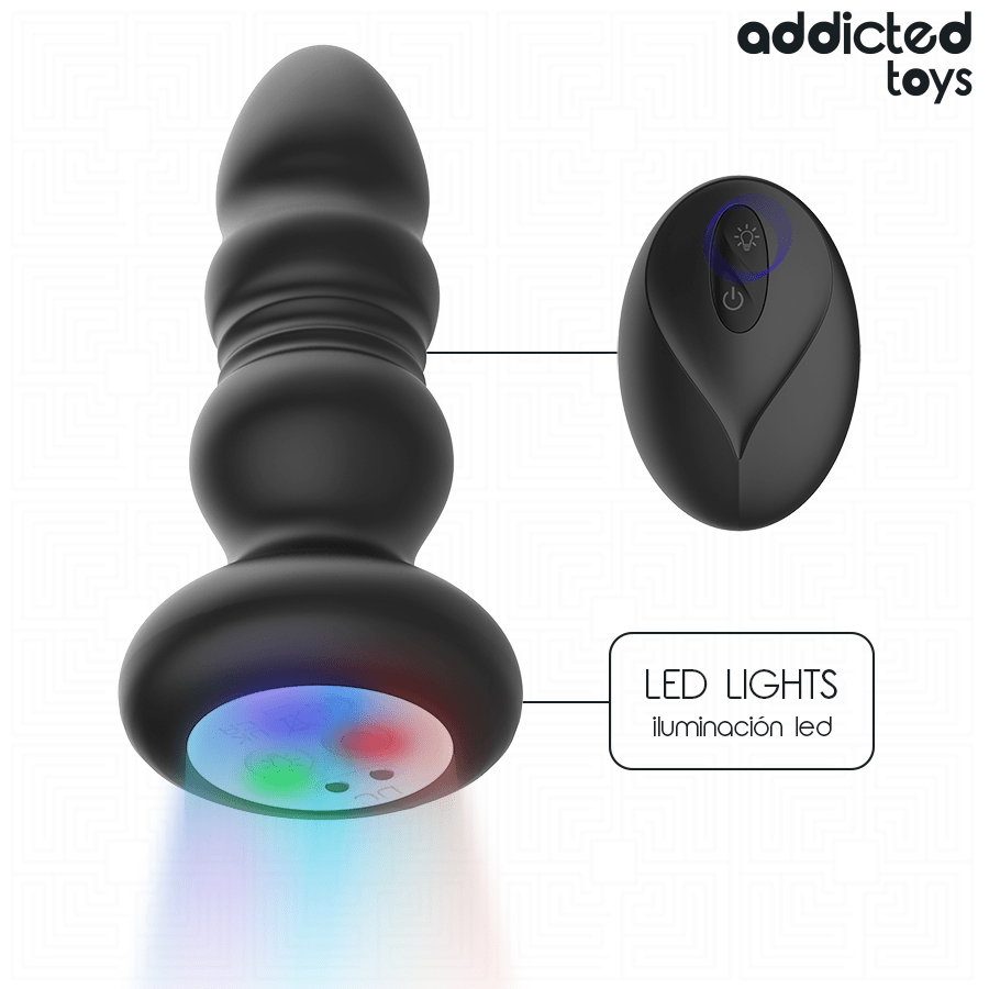 ADDICTED TOYS - PLUG ANAL GIRATÓRIO VIBRATÓRIO COM LUZ LED E CONTROLE REMOTO - Infernum Store