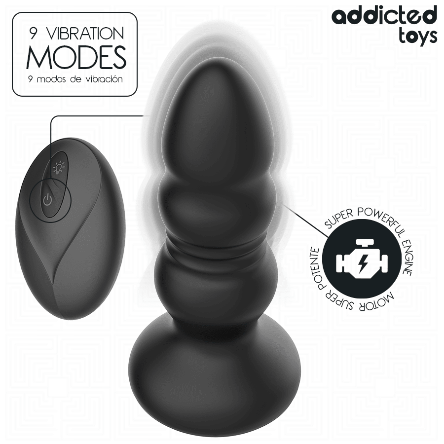 ADDICTED TOYS - PLUG ANAL GIRATÓRIO VIBRATÓRIO COM LUZ LED E CONTROLE REMOTO - Infernum Store