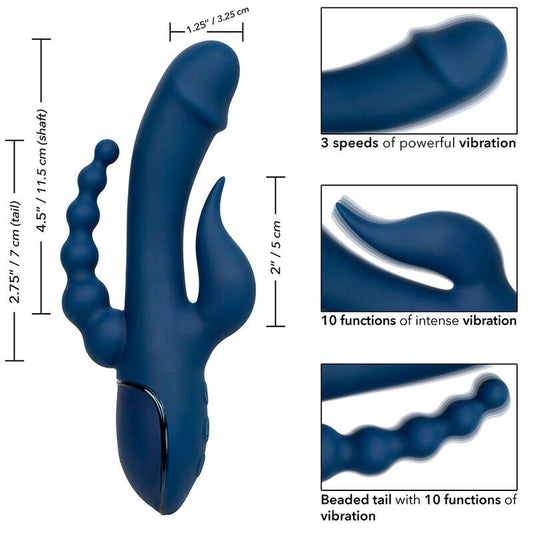 CALEXOTICS - VIBRADOR TRIPLO ORGASM AZUL - Infernum Store