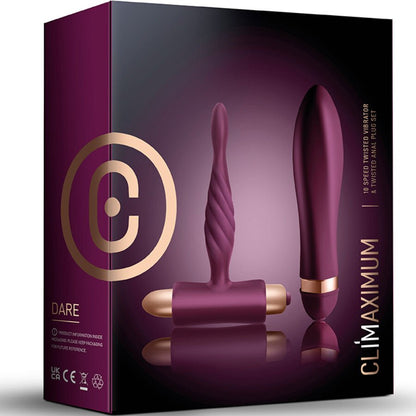 CLIMAXIMUM - KIT DARE VIBRADOR TORCIDO + PLUG ANAL INICIANTES - Infernum Store
