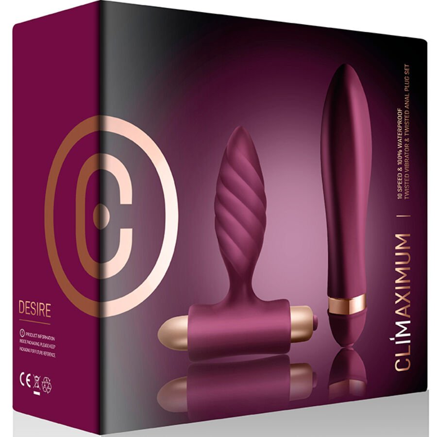 CLIMAXIMUM - KIT DESIRE VIBRADOR TORCIDO + PLUG ANAL - Infernum Store