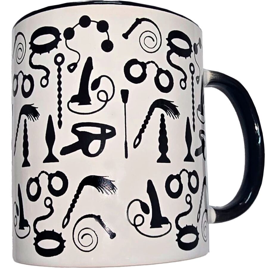 DIABLO PICANTE - WHITE BONDAGE MUG WITH BLACK HANDLE 370 ML - Infernum Store