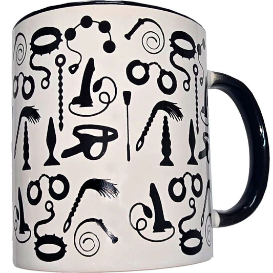 DIABLO PICANTE - WHITE BONDAGE MUG WITH BLACK HANDLE 370 ML - Infernum Store