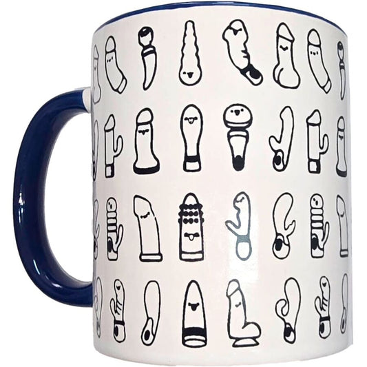 DIABLO PICANTE - WHITE VIBRATORS MUG WITH BLUE HANDLE 370 ML - Infernum Store