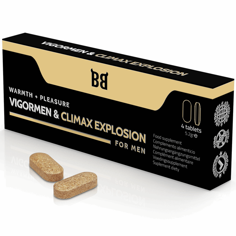 BLACK BULL - VIGORMEN & CLIMAX EXPLOSION MAIOR PRAZER PARA HOMENS 4 CÁPSULAS - Infernum Store