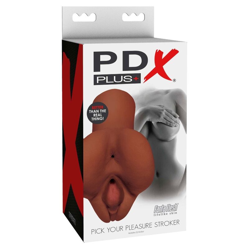 PDX PLUS - PICK YOUR PLEASURE DOUBLE BROWN MASTURBATOR - Infernum Store