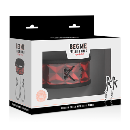 BEGME - COLAR EDIO VERMELHA COM BRAADEIRAS COM FORRO DE NEOPRENE