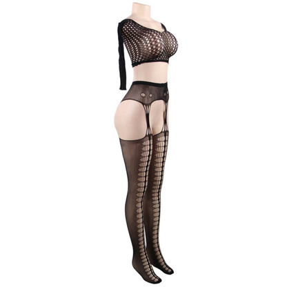 QUEEN LINGERIE - BODYSTOCKING TOP MANGA COMPRIDA S/L