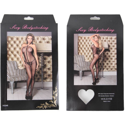 QUEEN LINGERIE - HALTER NECK BODYSTOCKING S/L