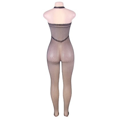 QUEEN LINGERIE - HALTER NECK E OPEN BACK BODYSTOCKING S/L