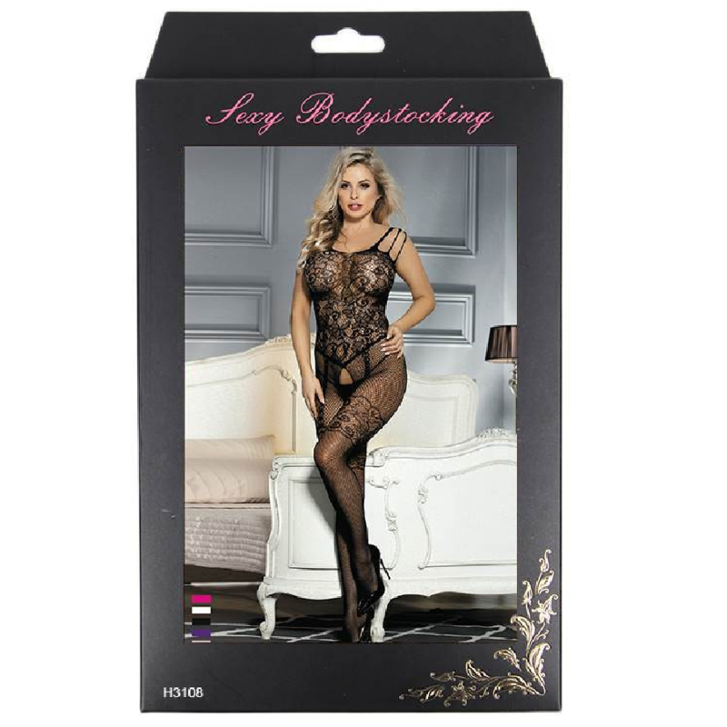 QUEEN LINGERIE - BODYSTOCKING COM ABERTURA FLOR S/L